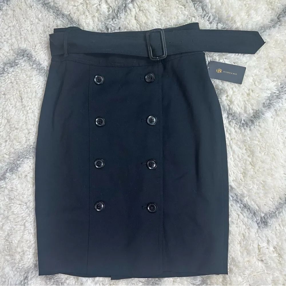 Outback Red Black Double-Breasted Pencil Skirt